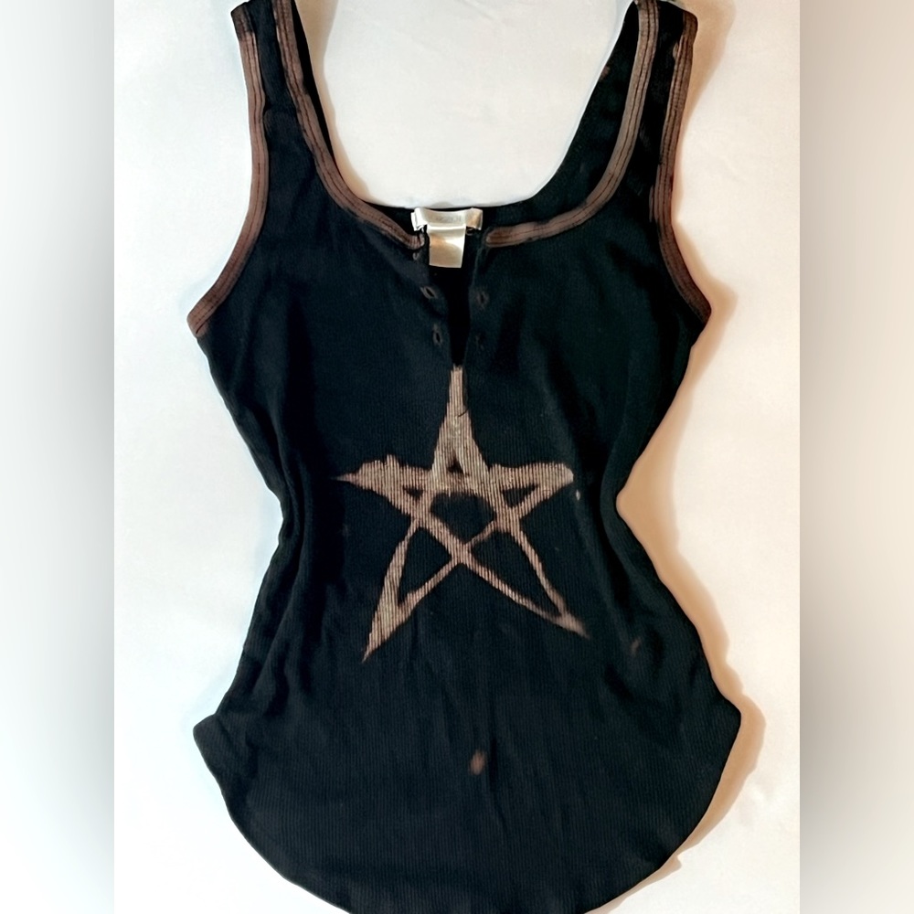 Cute grunge Bleached star design tank top